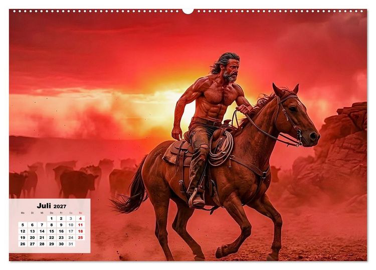 Produktbild: Echte Kerle &ndash; Wilder Westen (hochwertiger Premium Wandkalender 2027 DIN A2 quer), Kunstdruck in Hochglanz