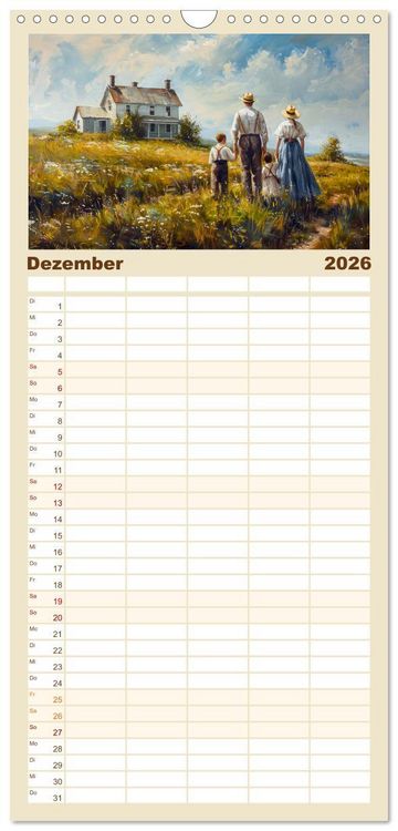 Produktbild: Familienplaner 2026 - Facetten des alten Landlebens mit 5 Spalten (Wandkalender, 21 x 45 cm) CALVENDO