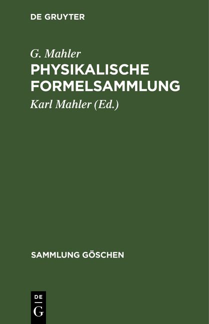 Produktbild: Physikalische Formelsammlung