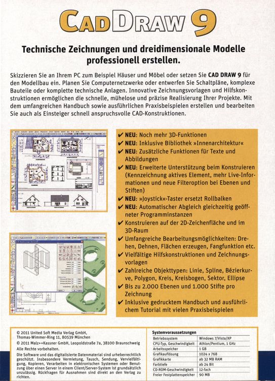 Produktbild: CAD Draw 9 - Das leistungsstarke CAD-Programm f&uuml;r 2D- und 3D-Konstruktionen