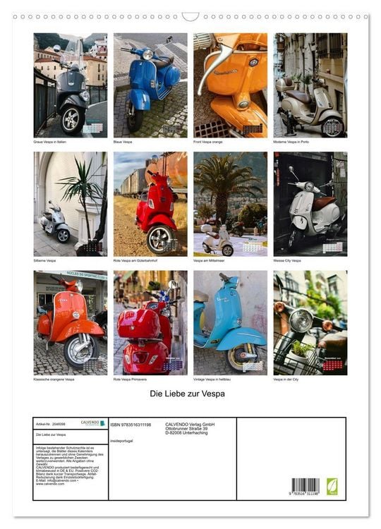 Produktbild: Die Liebe zur Vespa (Wandkalender 2026 DIN A2 hoch), CALVENDO Monatskalender