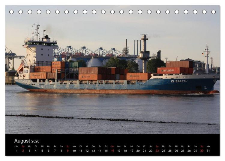 Produktbild: Schiffe im Hamburger Hafen (Tischkalender 2026 DIN A5 quer), CALVENDO Monatskalender
