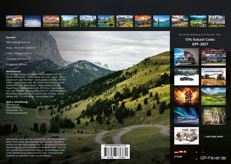 Produktbild: S&uuml;dtirol - eine Reise durch bezaubernde Landschaften - 2027 - Kalender DIN A3
