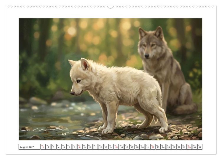 Produktbild: W&ouml;lfe - Die Alpha-Familie (hochwertiger Premium Wandkalender 2027 DIN A2 quer), Kunstdruck in Hochglanz