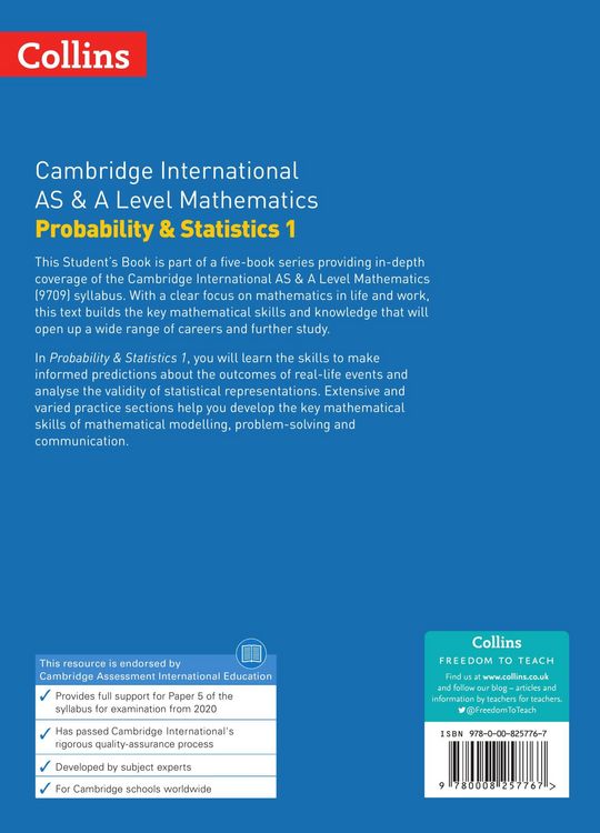 Produktbild: Cambridge International AS & A Level Mathematics Probability and Statistics 1 Student's Book
