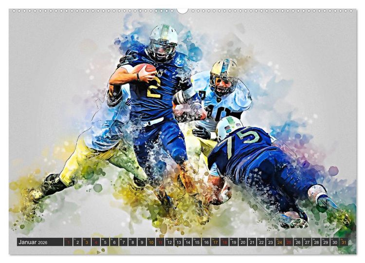 Produktbild: American Football extrem (Wandkalender 2026 DIN A2 quer), CALVENDO Monatskalender