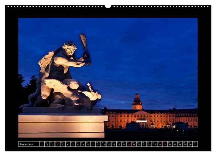 Produktbild: Karlsruhe Tag und Nacht (hochwertiger Premium Wandkalender 2026 DIN A2 quer), Kunstdruck in Hochglanz
