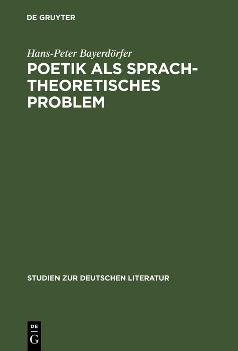 Produktbild: Poetik als sprachtheoretisches Problem