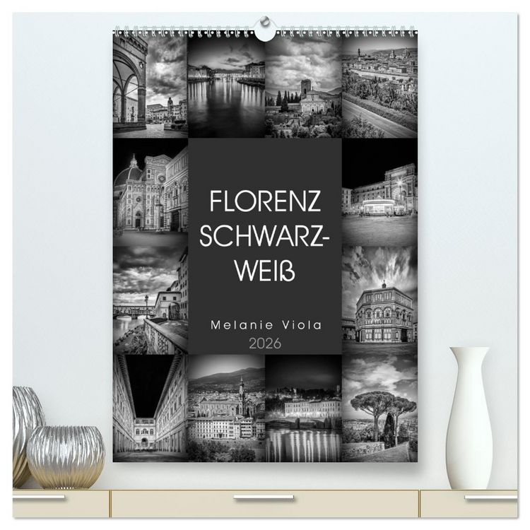 Produktbild: FLORENZ SCHWARZWEI&szlig; (hochwertiger Premium Wandkalender 2026 DIN A2 hoch), Kunstdruck in Hochglanz