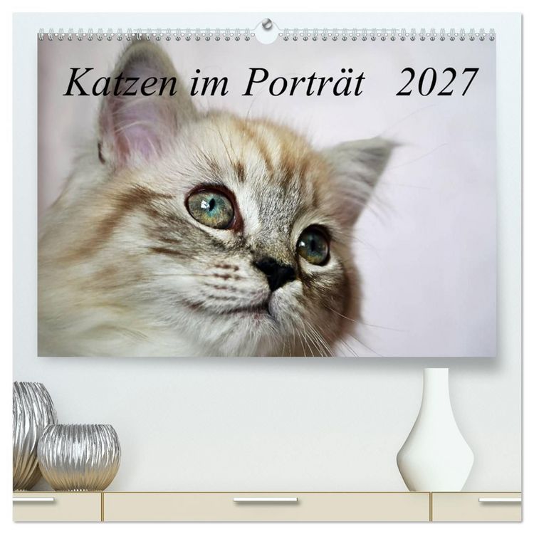 Produktbild: Katzen im Portr&auml;t / Geburtstagskalender (hochwertiger Premium Wandkalender 2027 DIN A2 quer), Kunstdruck in Hochglanz