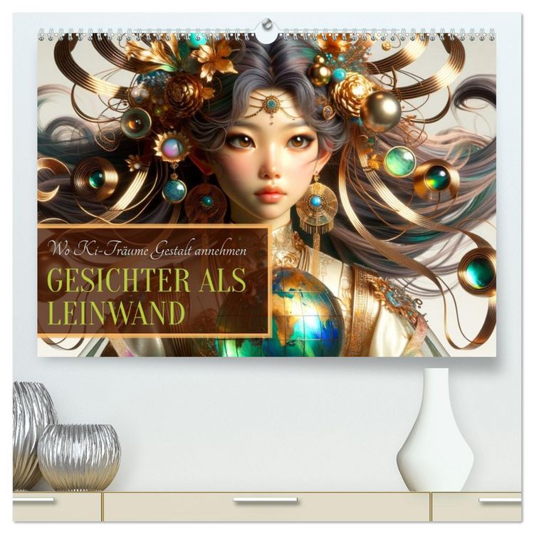 Produktbild: Gesichter als Leinwand (hochwertiger Premium Wandkalender 2026 DIN A2 quer), Kunstdruck in Hochglanz