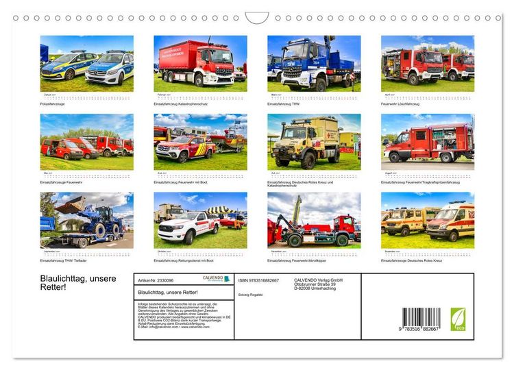 Produktbild: Blaulichttag, unsere Retter! (Wandkalender 2027 DIN A3 quer), CALVENDO Monatskalender