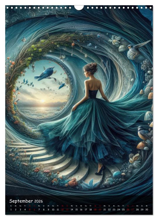 Produktbild: Mystische Weiblichkeit - Frauen in abstrakter Droste-Kunst (Wandkalender 2026 DIN A3 hoch), CALVENDO Monatskalender