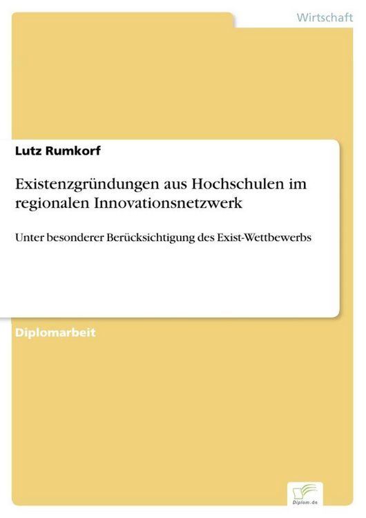 Produktbild: Existenzgr&uuml;ndungen aus Hochschulen im regionalen Innovationsnetzwerk