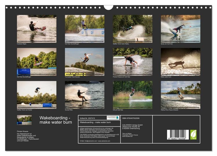 Produktbild: Wakeboarding - make water burn (Wandkalender 2026 DIN A3 quer), CALVENDO Monatskalender