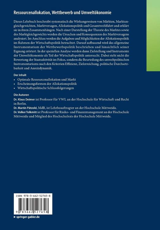 Produktbild: Ressourcenallokation, Wettbewerb und Umwelt&ouml;konomie
