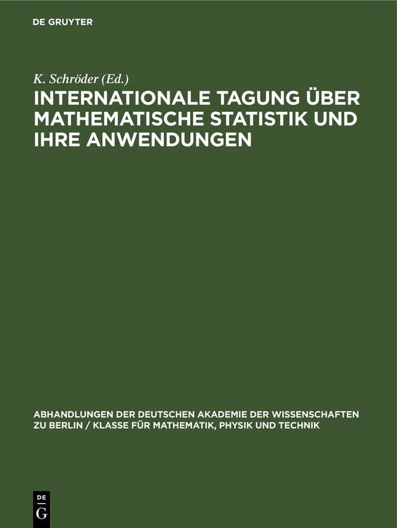 Produktbild: Internationale Tagung &uuml;ber mathematische Statistik und ihre Anwendungen