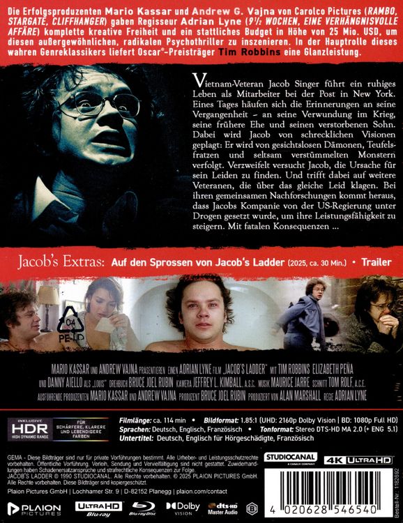 Produktbild: Jacob's Ladder - In der Gewalt des Jenseits - Limitiertes Steelbook (4K-UHD+Blu-ray)