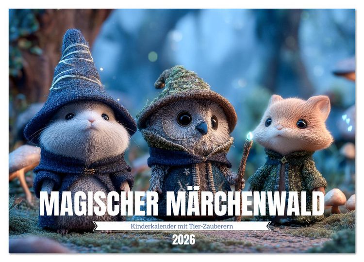 Produktbild: Magischer M&auml;rchenwald - Kinderkalender mit Tier-Zauberern (Wandkalender 2026 DIN A2 quer), CALVENDO Monatskalender