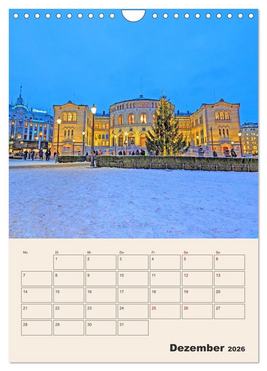 Produktbild: Winterliches Oslo - Terminplaner (Wandkalender 2026 DIN A4 hoch), CALVENDO Monatskalender