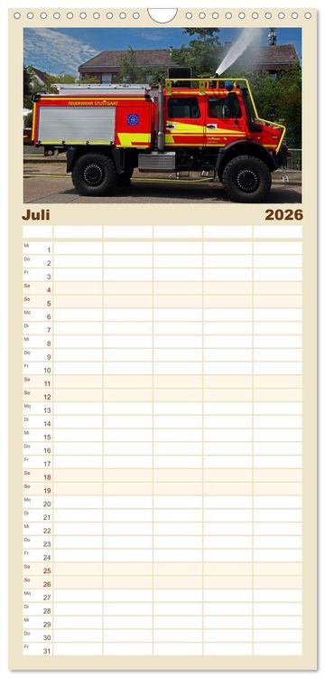 Produktbild: Familienplaner 2026 - Unimog bei der Feuerwehr mit 5 Spalten (Wandkalender, 21 x 45 cm) CALVENDO