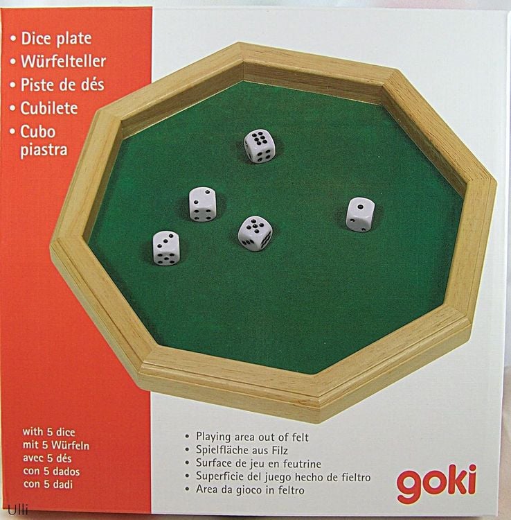 Produktbild: goki W&uuml;rfelteller mit W&uuml;rfeln, W&uuml;rfelbrett