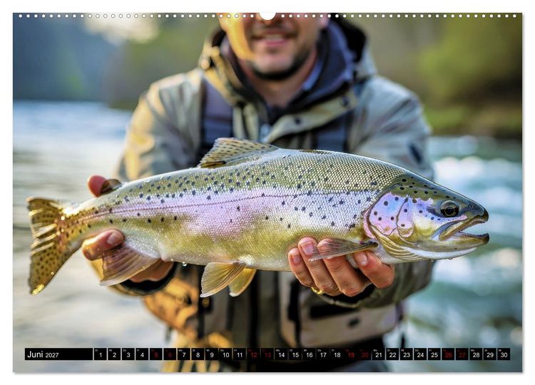 Produktbild: Forellen im Fluss (hochwertiger Premium Wandkalender 2027 DIN A2 quer), Kunstdruck in Hochglanz