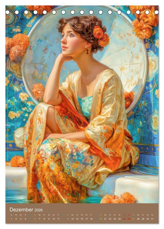Produktbild: Frauen in Kost&uuml;men - Sinnliche Sch&ouml;nheit des Art Nouveau (Tischkalender 2026 DIN A5 hoch), CALVENDO Monatskalender