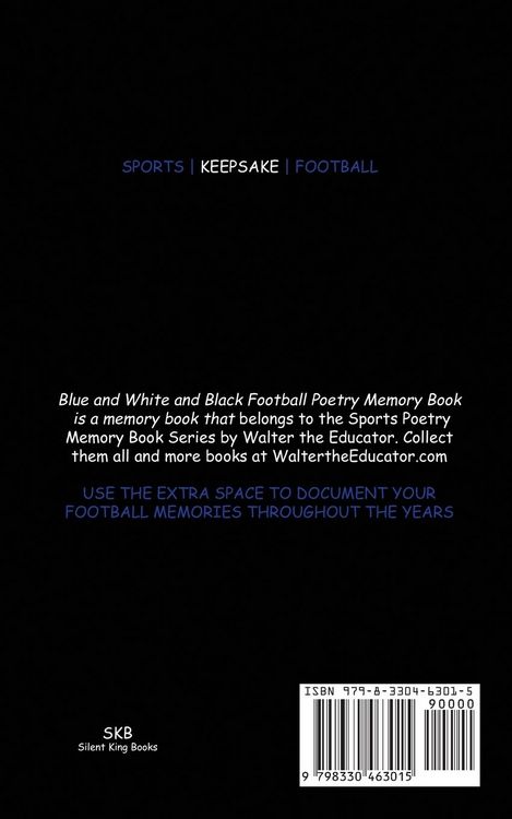 Produktbild: Blue and White and Black Football Poetry Memory Book