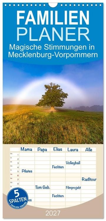 Produktbild: Familienplaner 2027 - Magische Stimmungen in Mecklenburg-Vorpommern mit 5 Spalten (Wandkalender, 21 x 45 cm) CALVENDO