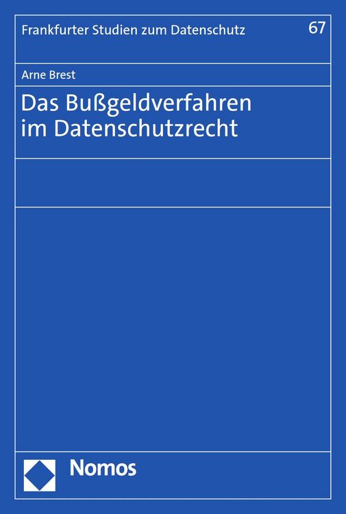 Produktbild: Das Bu&szlig;geldverfahren im Datenschutzrecht