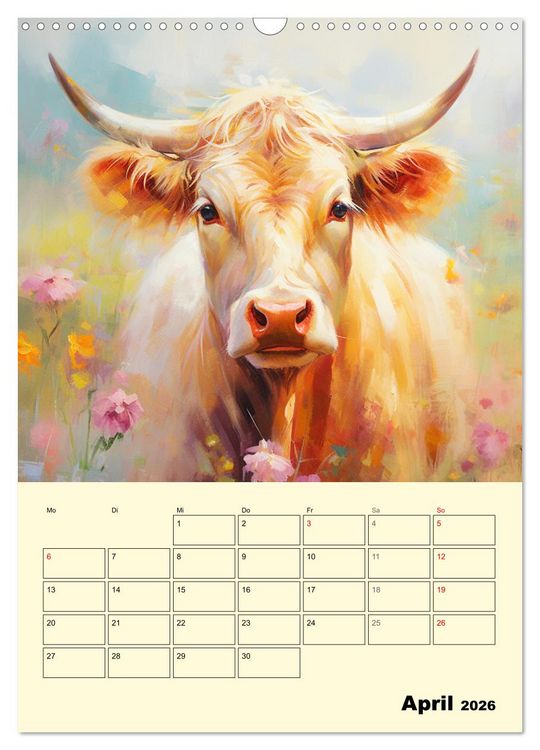 Produktbild: Zauberhafte K&uuml;he. Duftige Aquarelle von tollen Tieren (Wandkalender 2026 DIN A3 hoch), CALVENDO Monatskalender
