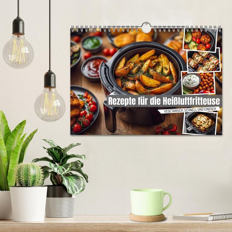 Produktbild: Rezepte f&uuml;r die Hei&szlig;luftfritteuse - vegetarisch, schnell und einfach (Wandkalender 2026 DIN A4 quer), CALVENDO Monatskalender