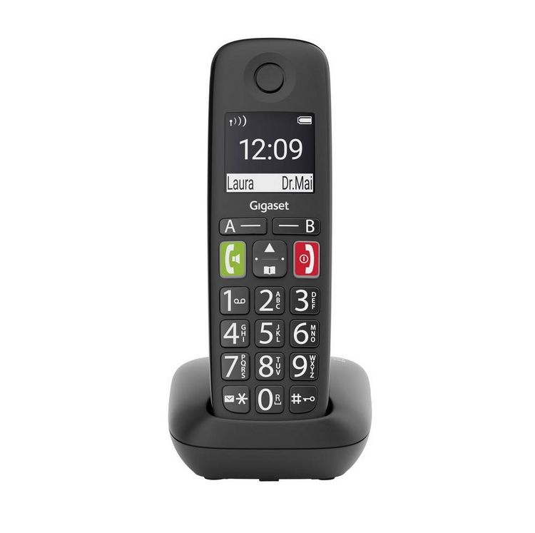 Produktbild: Gigaset E290 DECT/GAP Schnurloses Telefon analog f&uuml;r H&ouml;rger&auml;te kompatibel, Freisprechen, Babyphone Schwarz