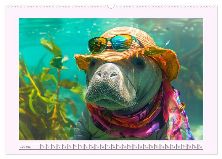 Produktbild: Modische Manatees. Charmante Seek&uuml;he mit Stil (hochwertiger Premium Wandkalender 2026 DIN A2 quer), Kunstdruck in Hochglanz