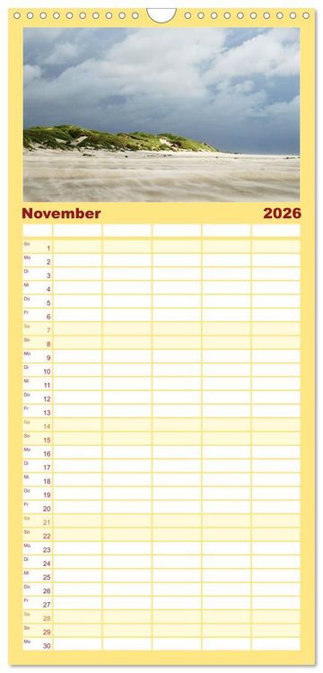Produktbild: Familienplaner 2026 - Amrum mit 5 Spalten (Wandkalender, 21 x 45 cm) CALVENDO