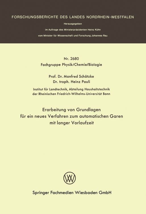 Produktbild: Erarbeitung von Grundlagen f&uuml;r ein neues Verfahren zum automatischen Garen mit langer Vorlaufzeit