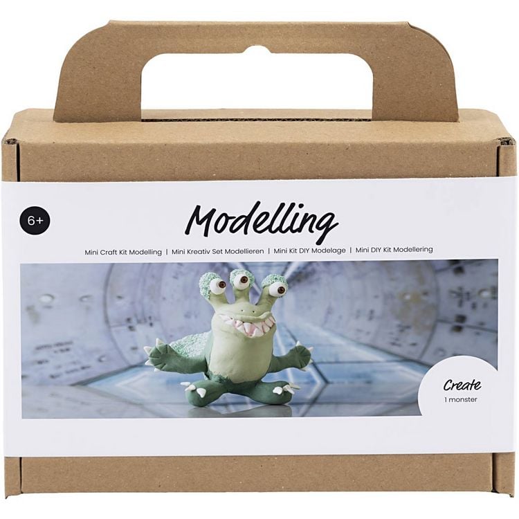 Produktbild: Creativ Company DIY Sets Modellieren Mini Kreativ Set Modellieren, Hellgr&uuml;n, Dunkelgr&uuml;n, Monster Lulu, Kreativ Box