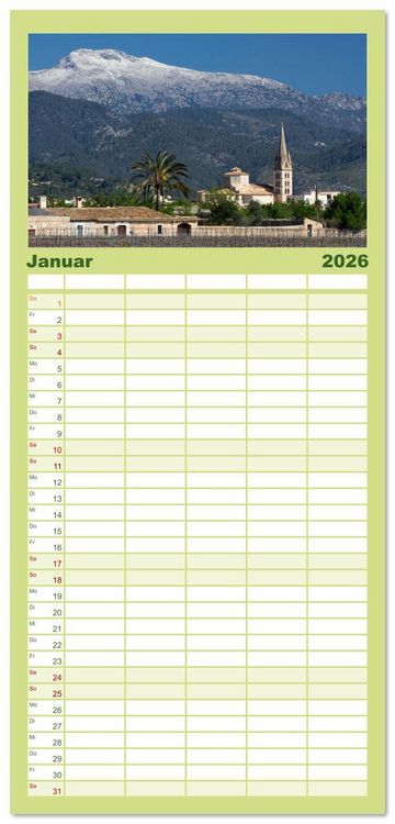 Produktbild: Familienplaner 2026 - Balearen - Mallorca, Menorca, Ibiza und Formentera mit 5 Spalten (Wandkalender, 21 x 45 cm) CALVENDO