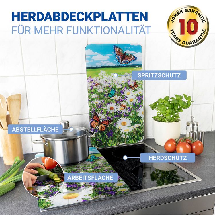 Produktbild: Herdabdeckplatte Universal Mod. Sommerwiese, 2er Set, f&uuml;r alle Herdarten geeignet