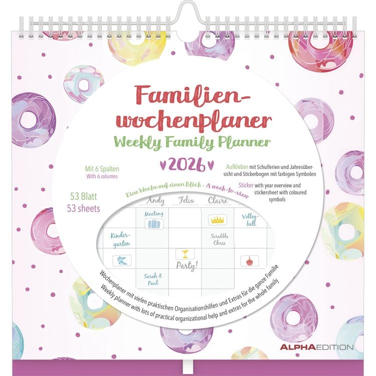 Bild vom Artikel Familien Wochenkalender Dots 2026 - Familien-Timer - Termin-Planer - Kinder-Kalender - Familien-Kalender - 30,5x30,5 vom Autor Alpha Edition