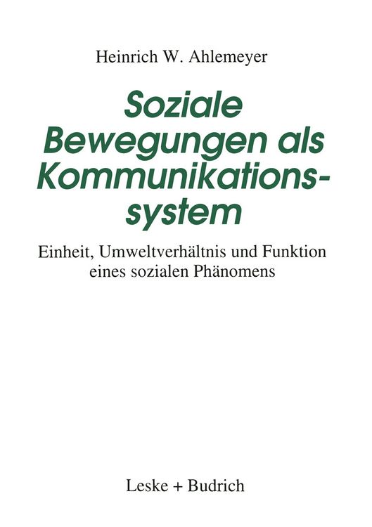 Produktbild: Soziale Bewegungen als Kommunikationssystem