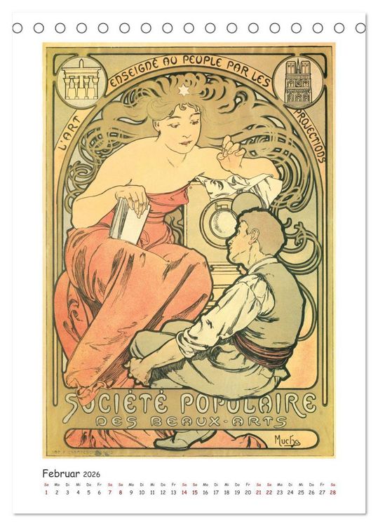 Produktbild: Alfons Mucha - Eine Hommage in zw&ouml;lf Monaten (Tischkalender 2026 DIN A5 hoch), CALVENDO Monatskalender