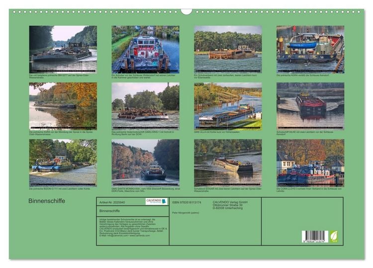 Produktbild: Binnenschiffe (Wandkalender 2026 DIN A2 quer), CALVENDO Monatskalender