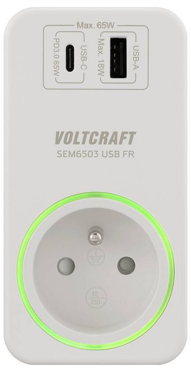 Produktbild: VOLTCRAFT SEM6503 FR Energiekosten-Messger&auml;t USB-Schnittstelle, inkl. Funksteckdose, Datenexport, Datenloggerfunktion