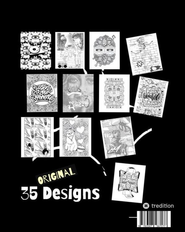 Produktbild: Grafitti Malbuch - Hip Hop Malbuch - Street Art Malbuch - Original Old School Hip Hop Malbuch