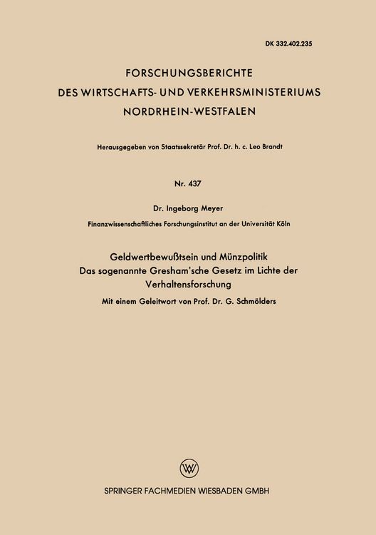 Produktbild: Geldwertbewu&szlig;tsein und M&uuml;nzpolitik Das sogenannte Gresham&rsquo;sche Gesetz im Lichte der Verhaltensforschung
