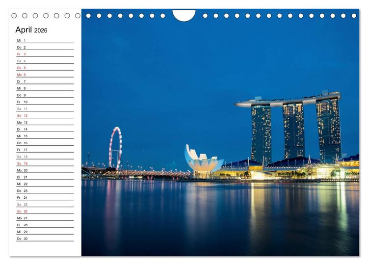 Produktbild: Singapur - Die Farben der Nacht (Wandkalender 2026 DIN A4 quer), CALVENDO Monatskalender