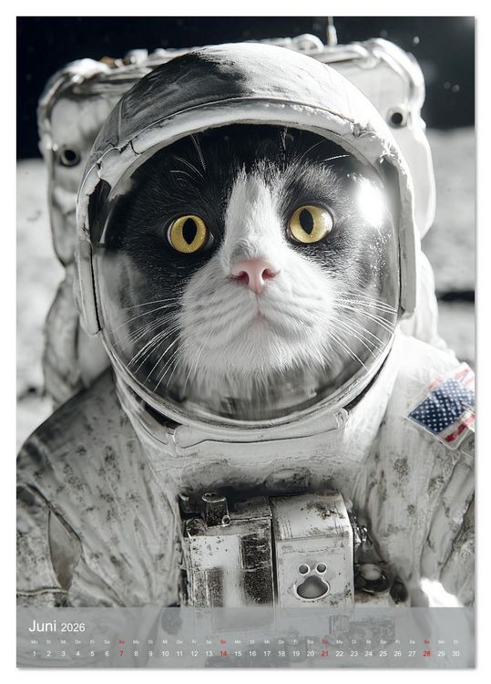 Produktbild: Katzen im Weltall - lustiger Katzenkalender f&uuml;r Kinder, Familien und Katzenliebhaber (Tischkalender 2026 DIN A5 hoch), CALVENDO Monatskalender