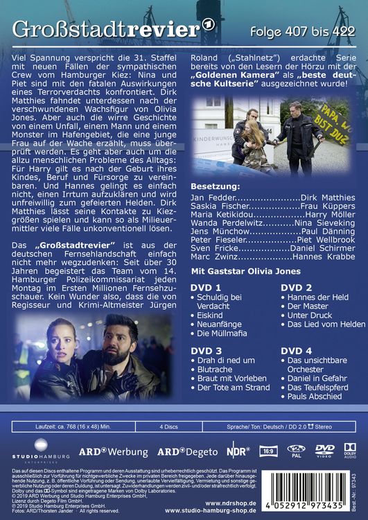 Produktbild: Gro&szlig;stadtrevier 27 - Folge 407-422 (Staffel 31) [4 DVDs]